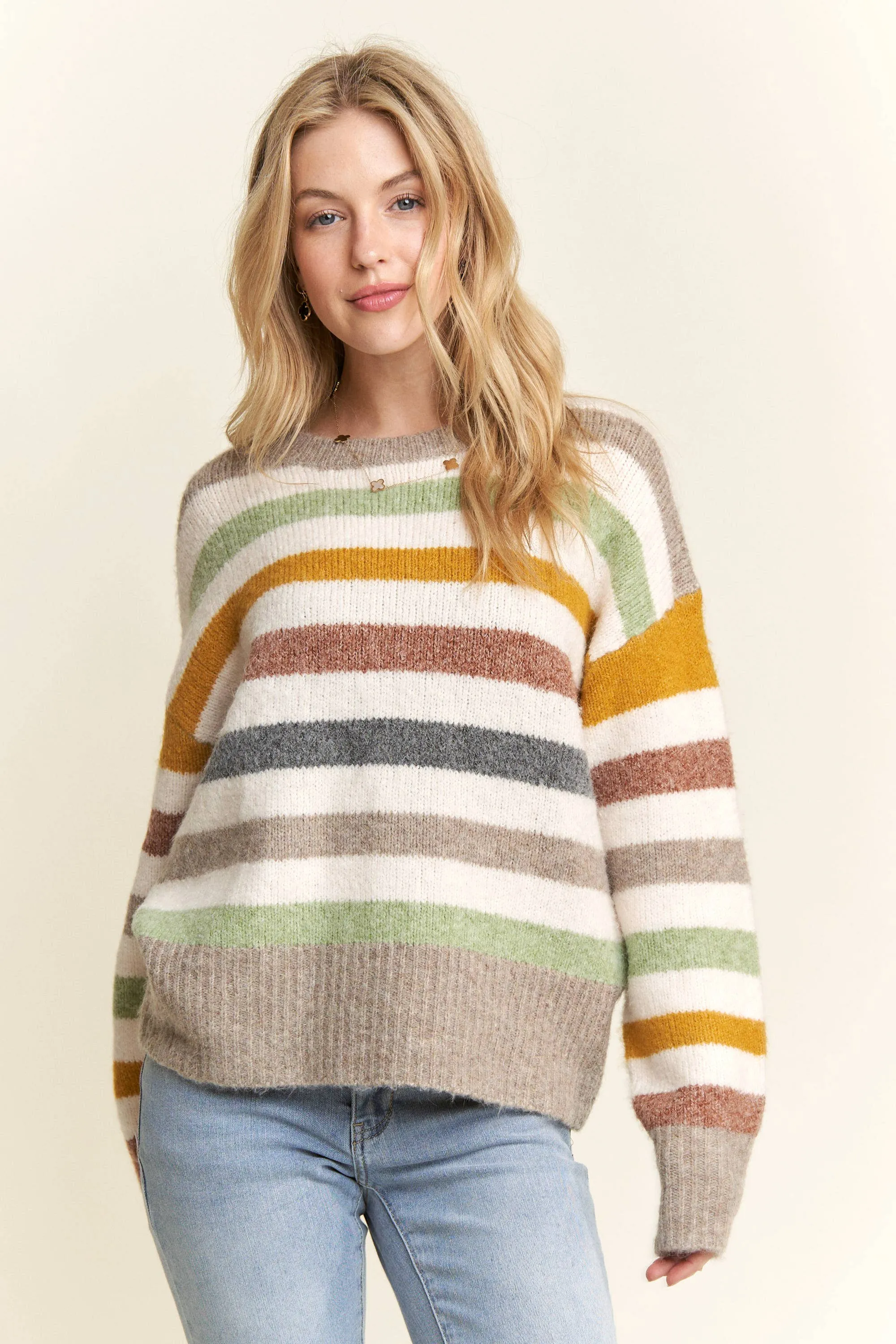 MULTICOLOR STRIPE SWEATER TOP