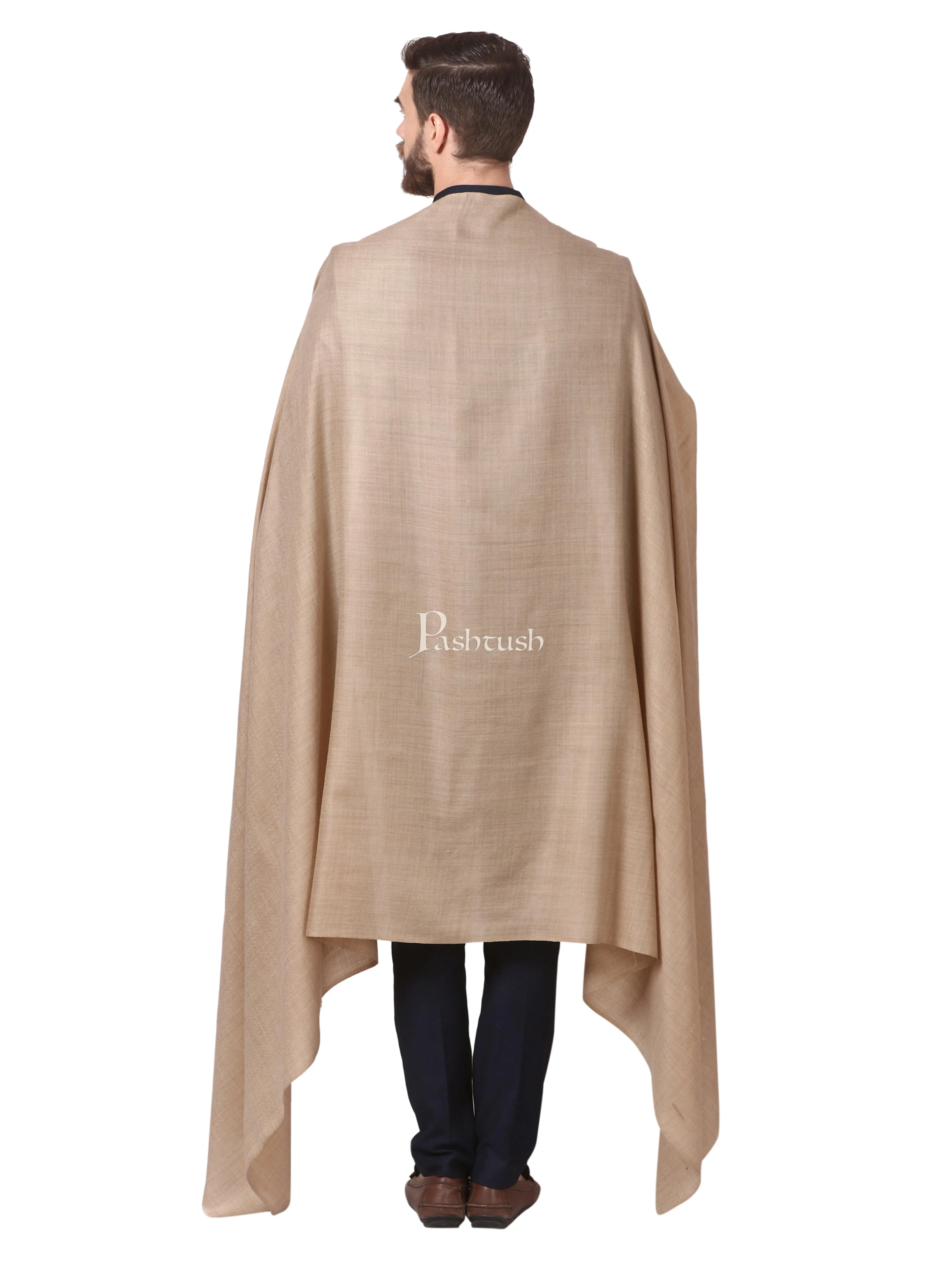 Pashtush His And Her Set Of Fine Wool Shawls, Premium Gift Box Packaging, Taupe and Maroon