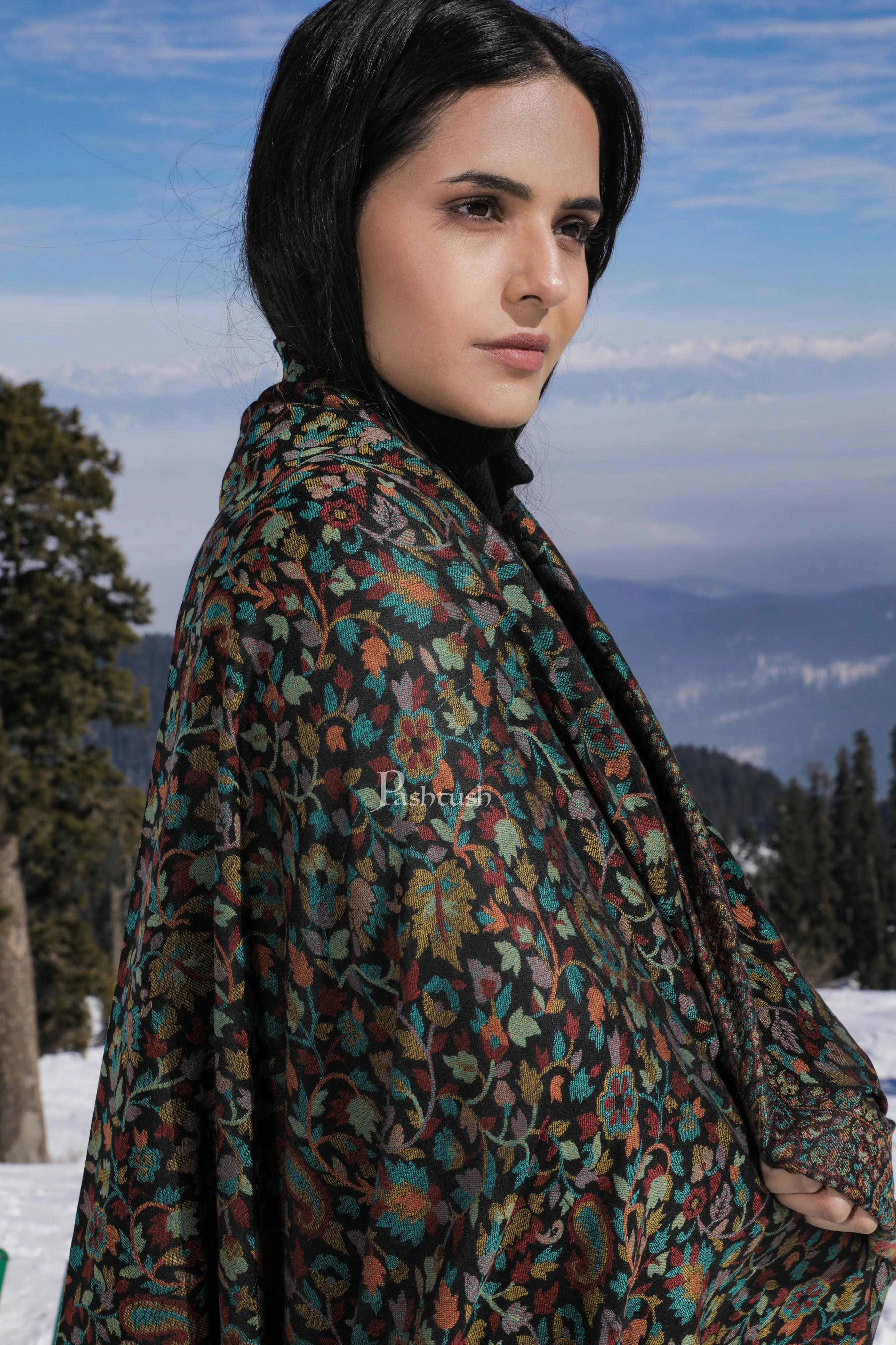 Pashtush His and Her set of Fine Wool Shawls, With Premium Gift Box, Beige and Multicolour