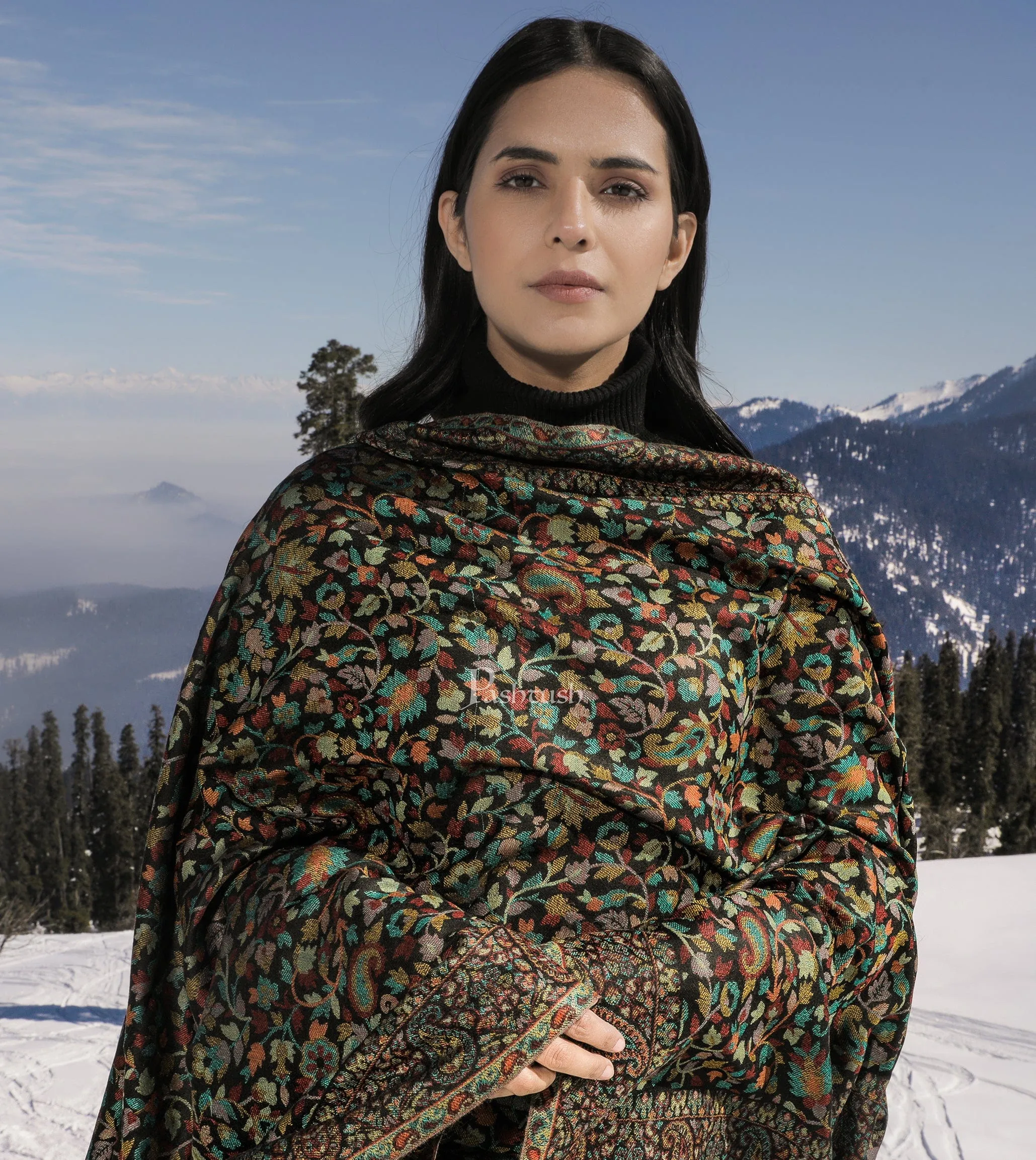 Pashtush His and Her set of Fine Wool Shawls, With Premium Gift Box, Beige and Multicolour