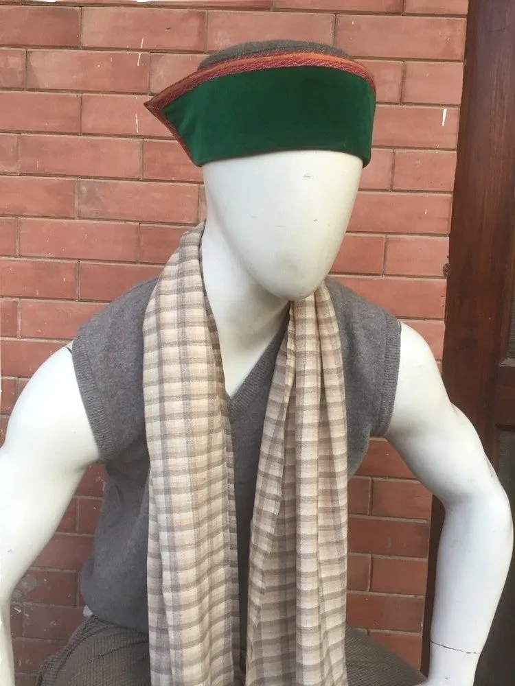 Red Check Stole for Men | 100% Organic Wool