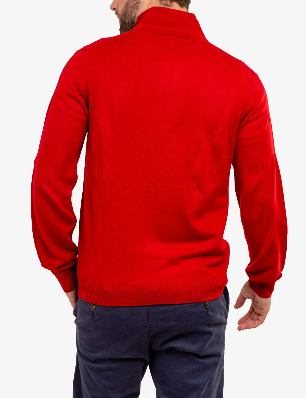 SOFT CHEST STRIPE 1/4 ZIP SWEATER