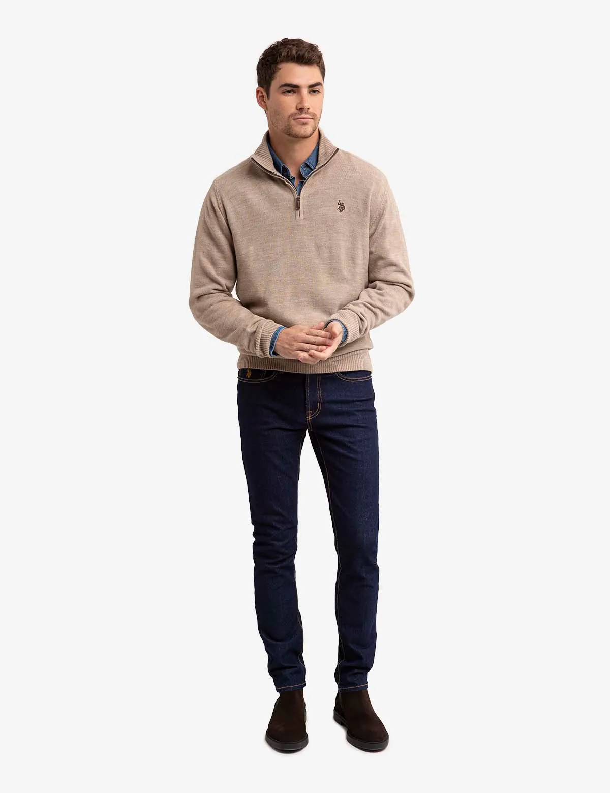 SOFT SOLID 1/4 ZIP SWEATER