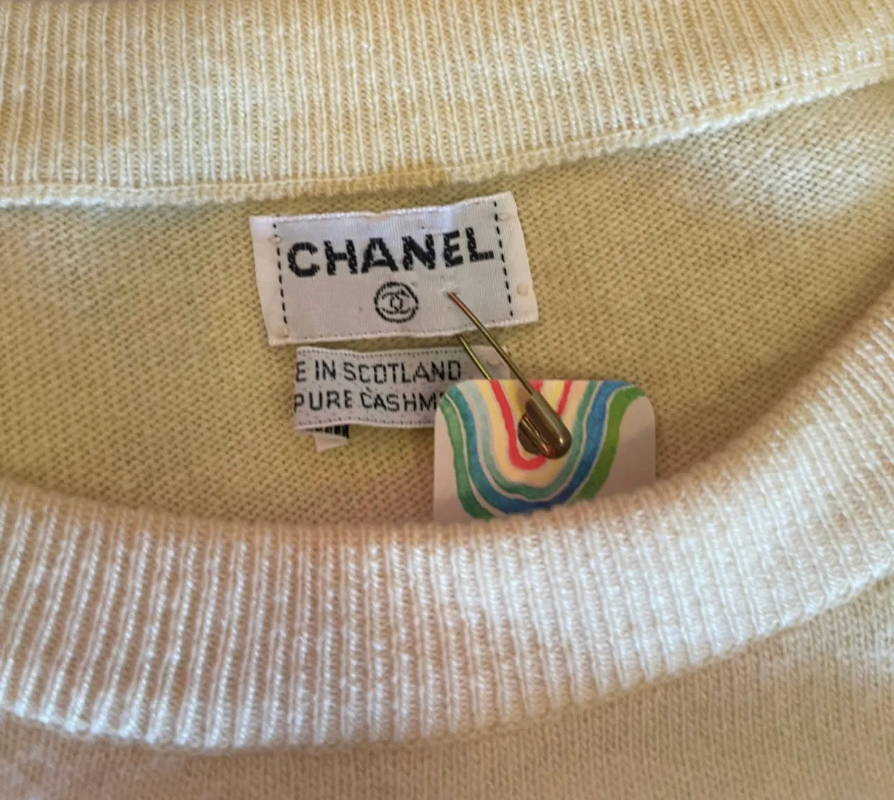 SS 1987 Archival Chanel Yellow Cashmere Sweater Top (M/L)