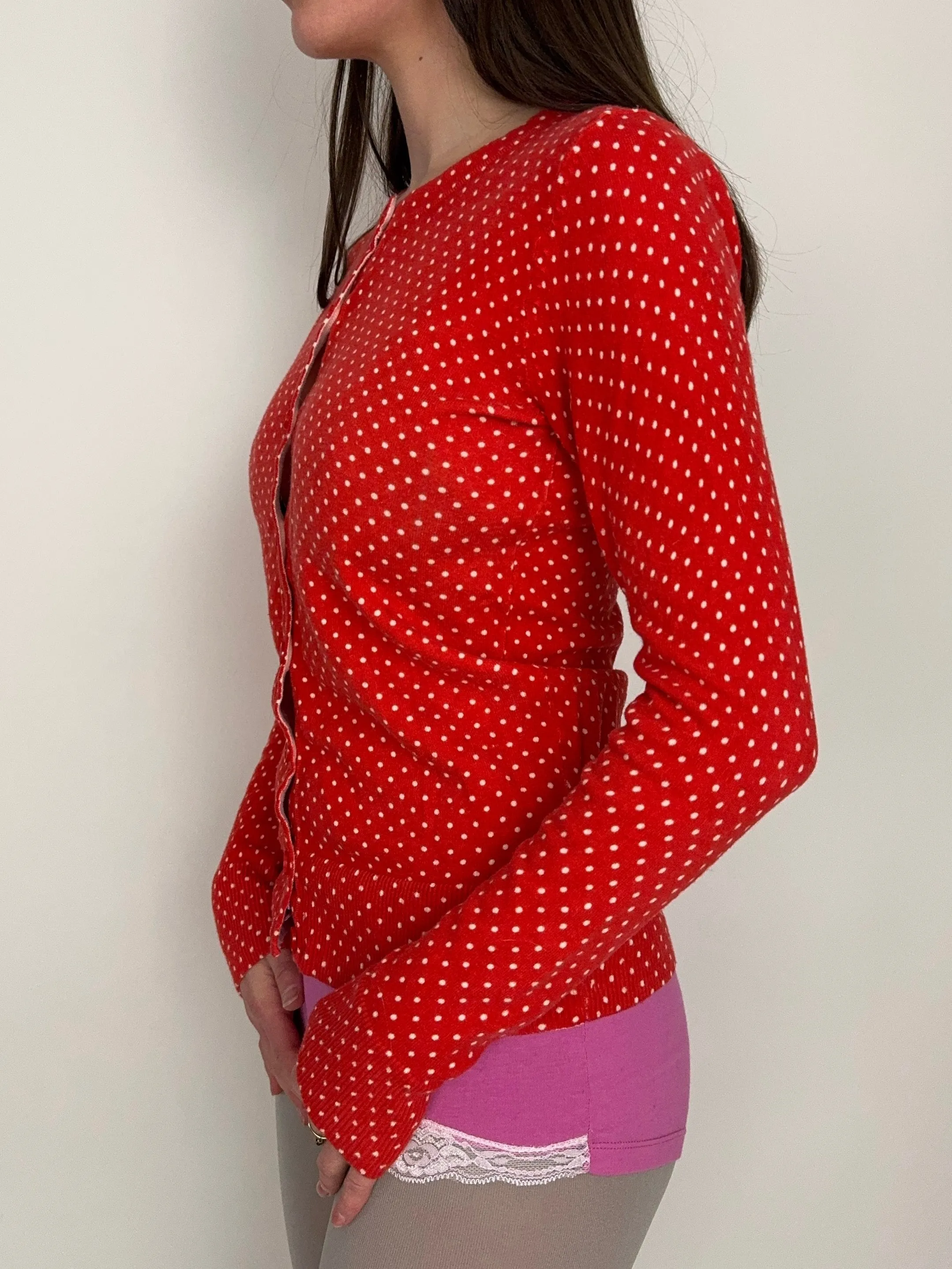 Tangerine Polka Dot Cardigan (S)