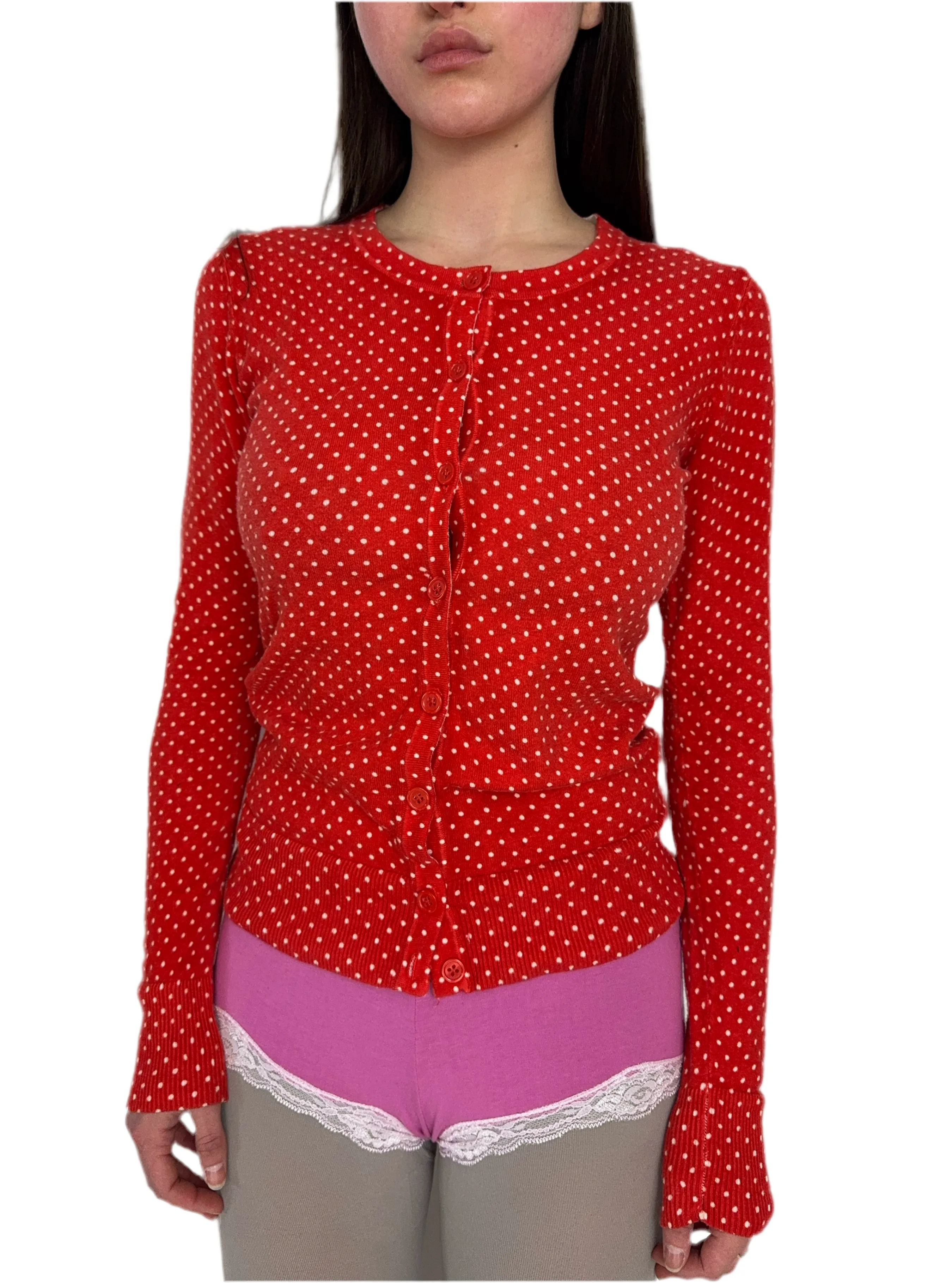 Tangerine Polka Dot Cardigan (S)