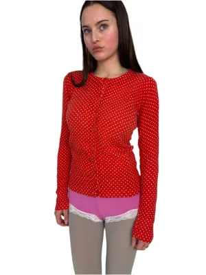 Tangerine Polka Dot Cardigan (S)