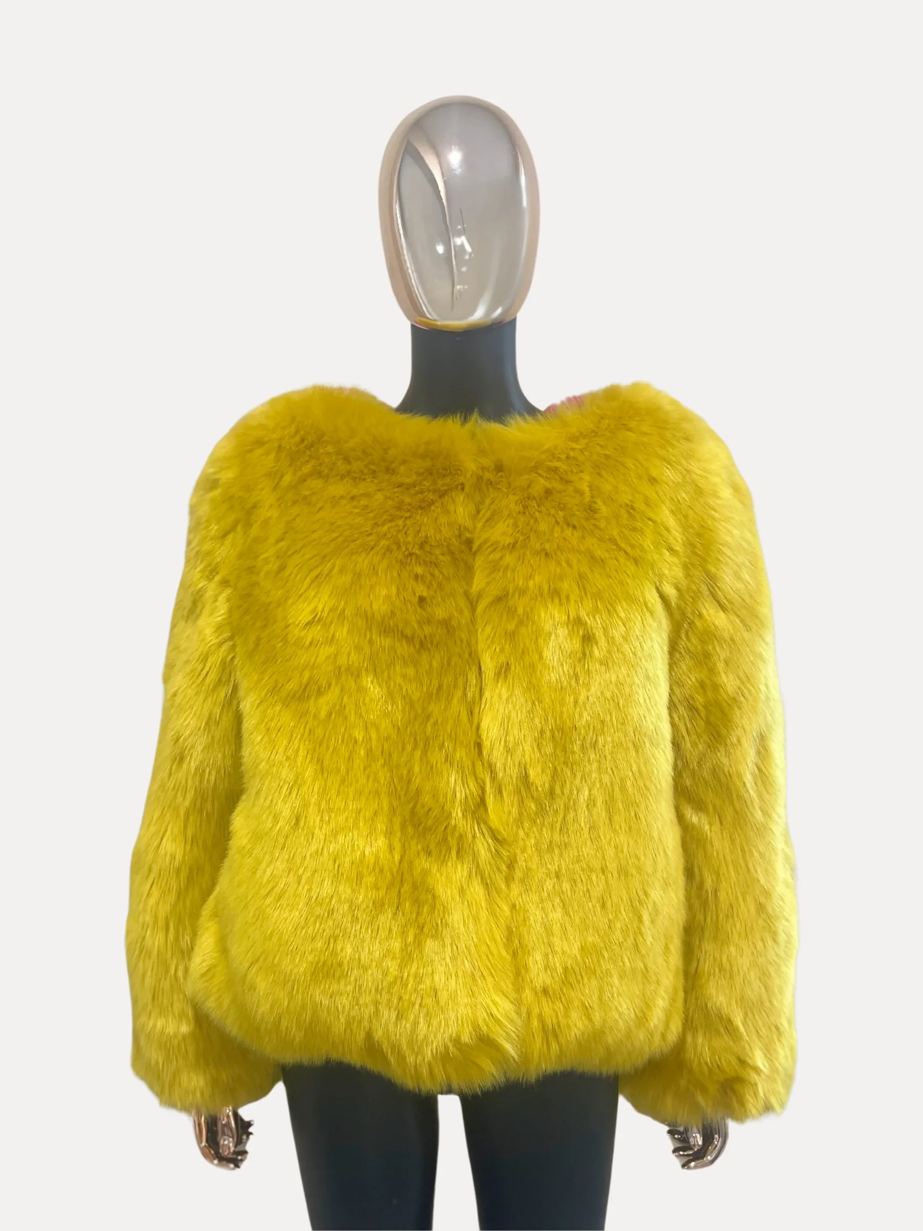 Two Tone Mustard Faux Fur Jacket