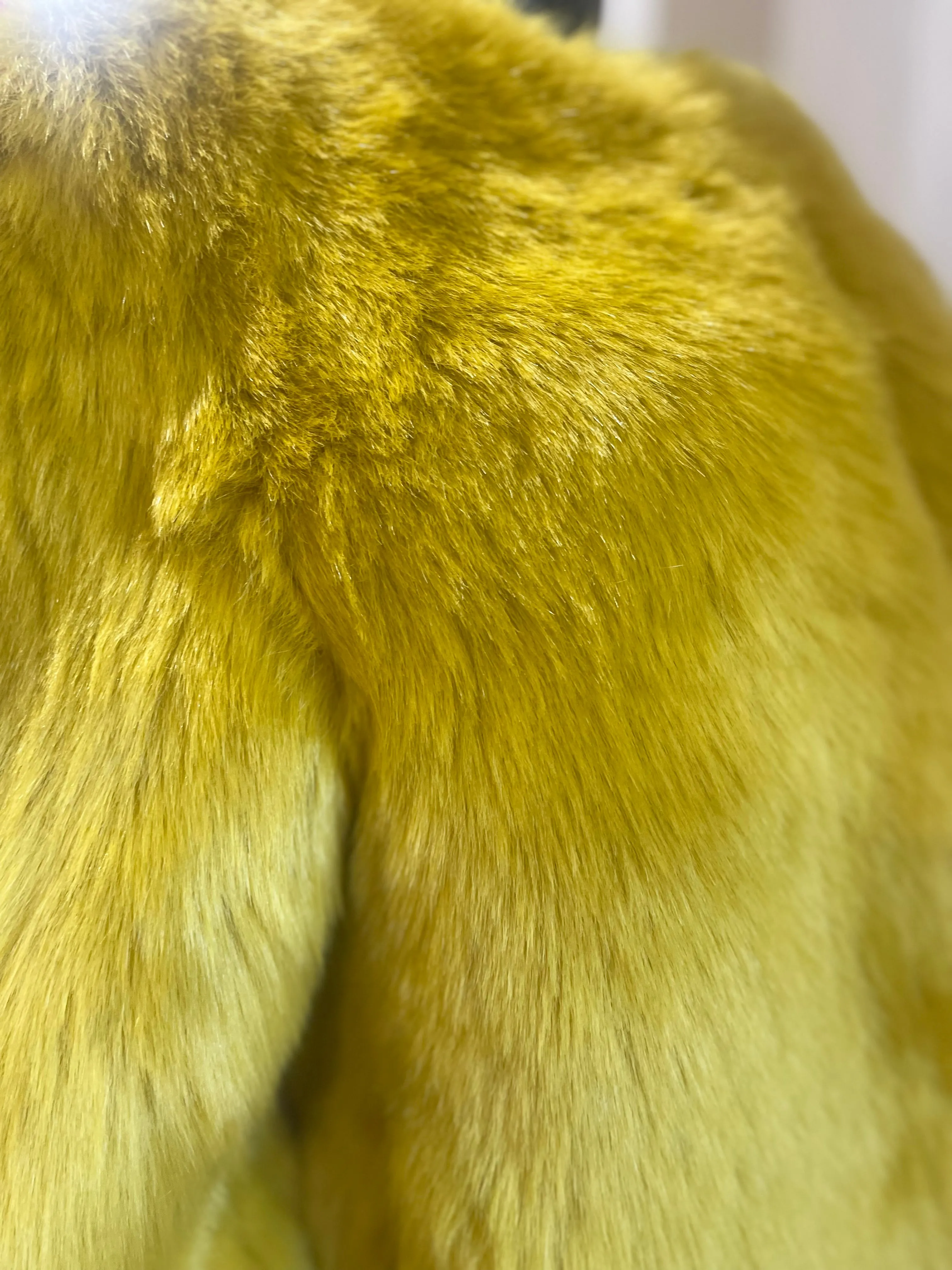Two Tone Mustard Faux Fur Jacket