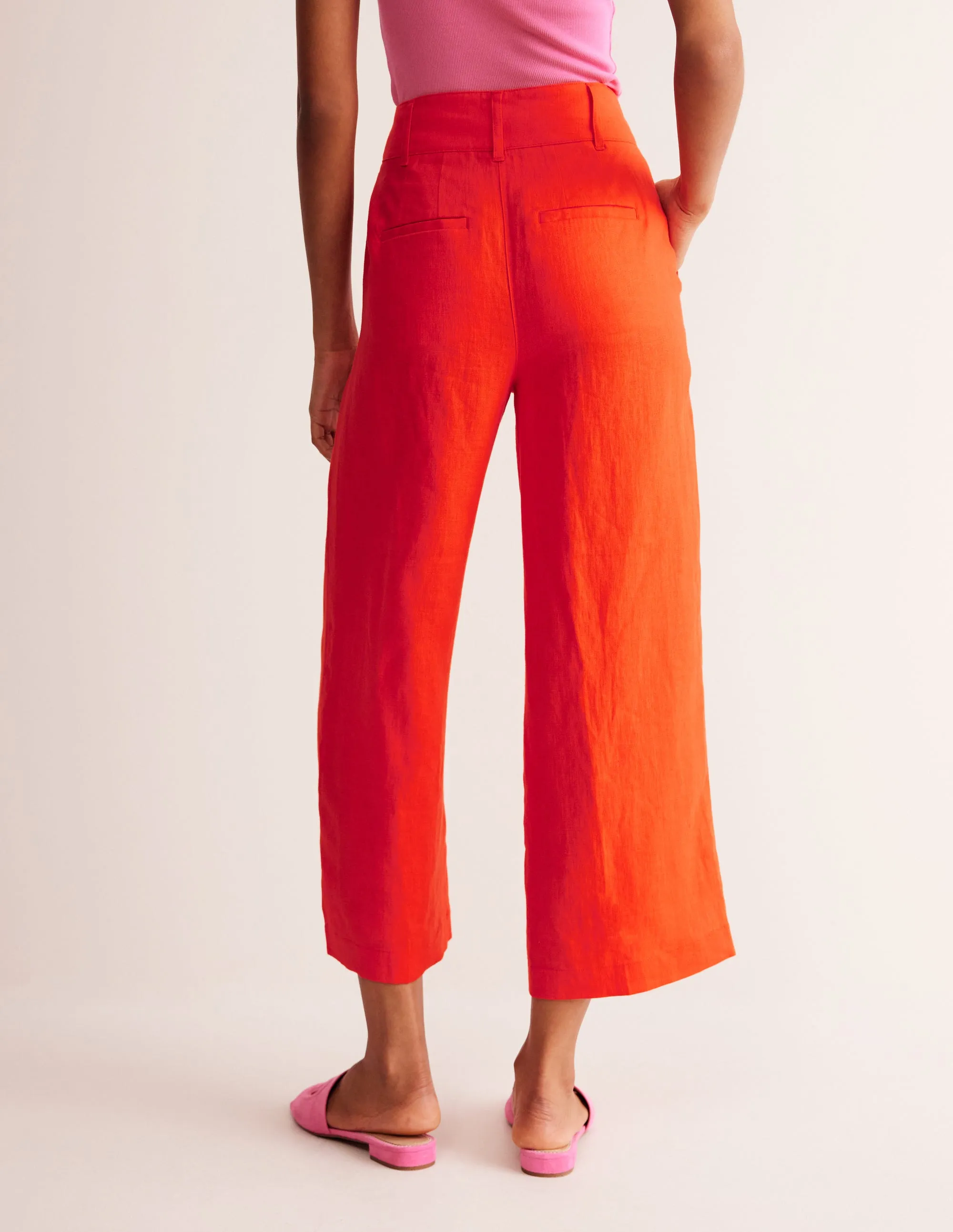 Westbourne Linen Crop Trousers-Mandarin Orange
