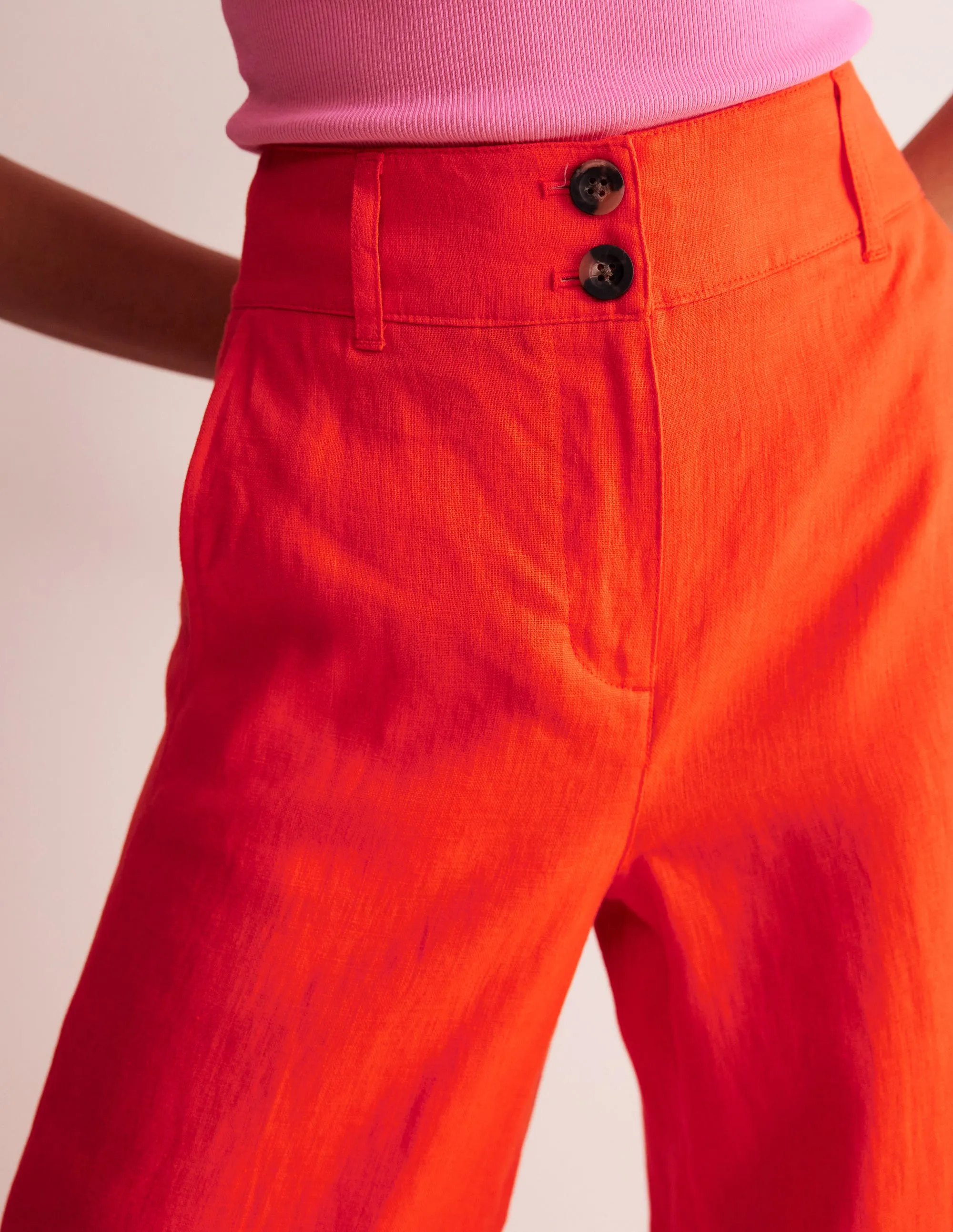 Westbourne Linen Crop Trousers-Mandarin Orange