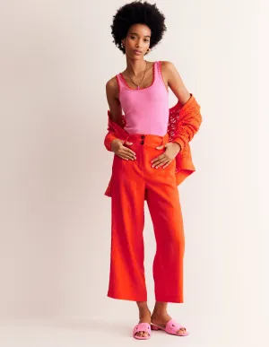 Westbourne Linen Crop Trousers-Mandarin Orange
