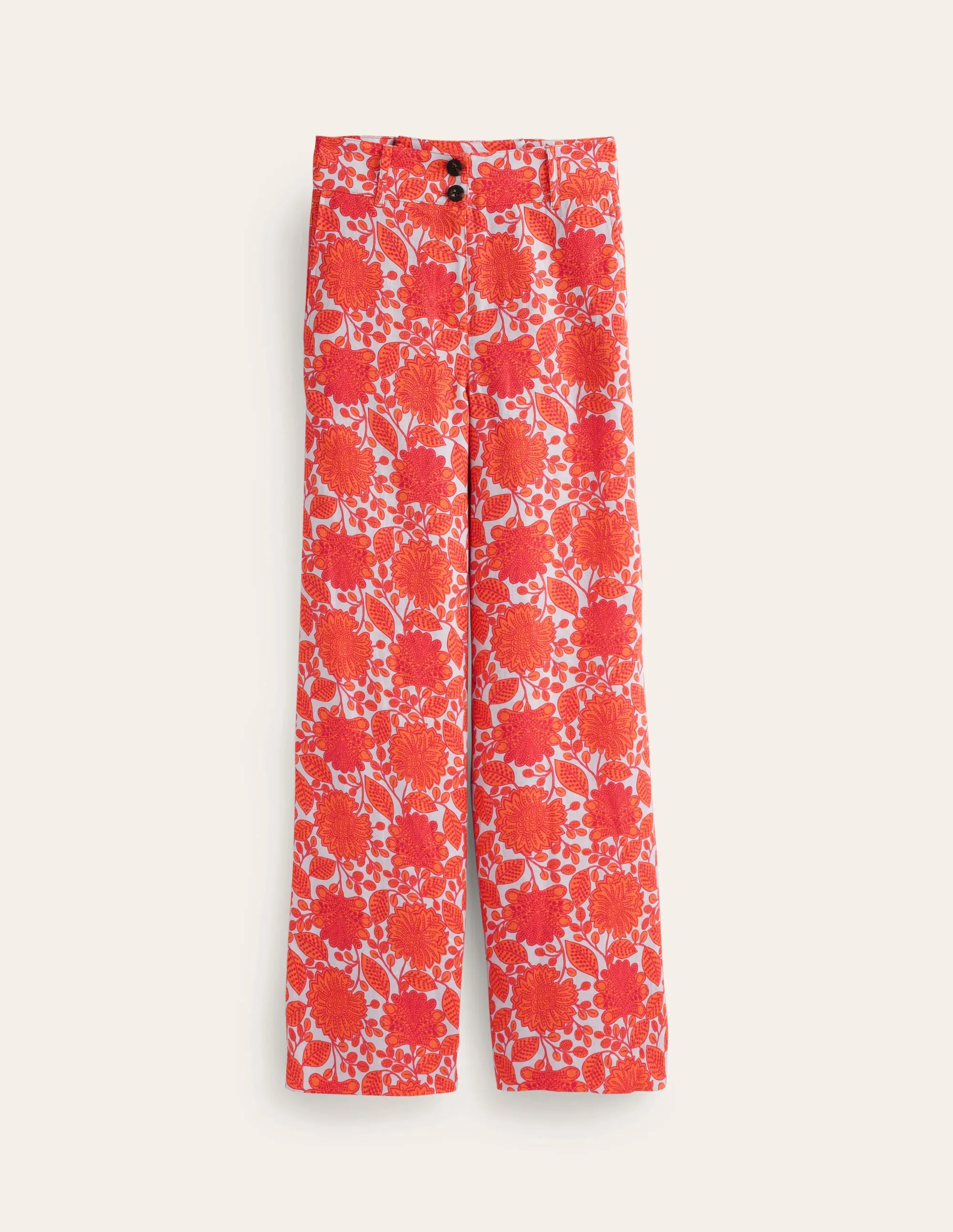 Westbourne Linen Trousers-Firecracker, Gardenia Swirl