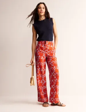 Westbourne Linen Trousers-Firecracker, Gardenia Swirl